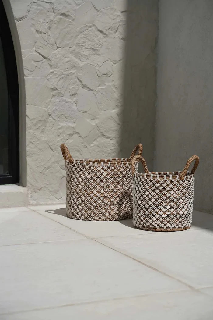 THE CROSSED STITCHED MACRAME BASKET- L