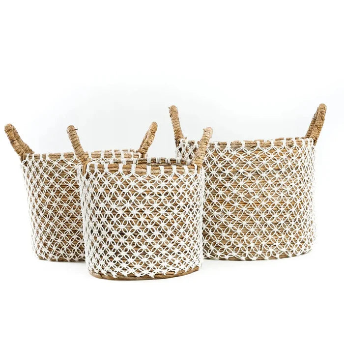 THE CROSSED STITCHED MACRAME BASKET- L