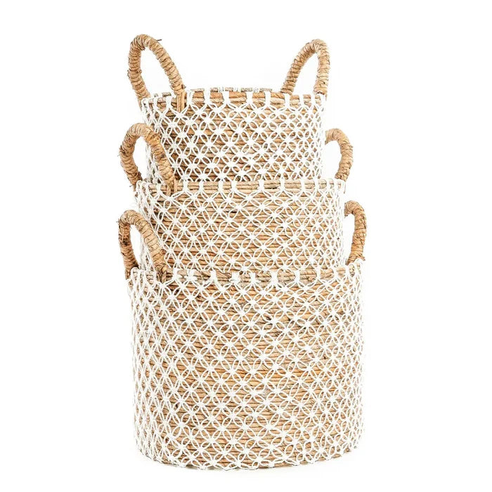 THE CROSSED STITCHED MACRAME BASKET- L