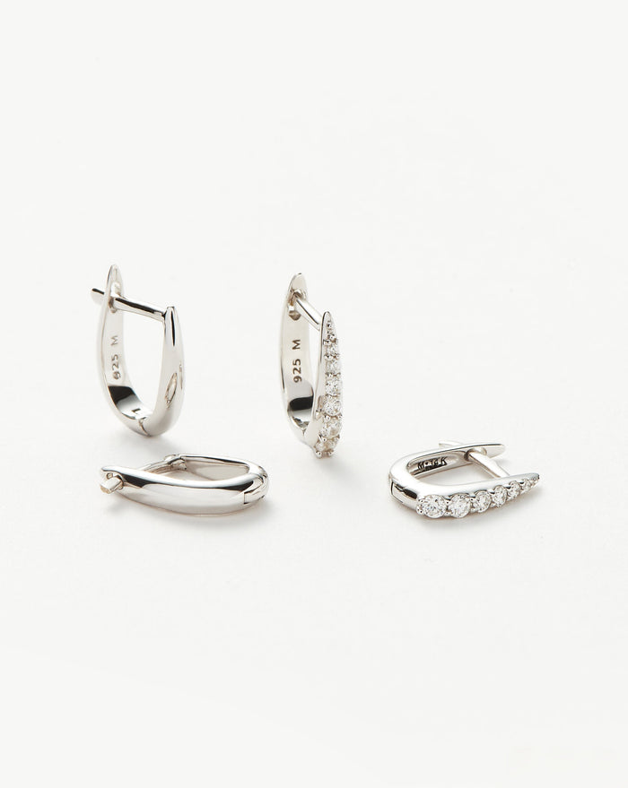 Claw Huggies Earring Set Layering Sets Missoma Sterling Silver/Pavé