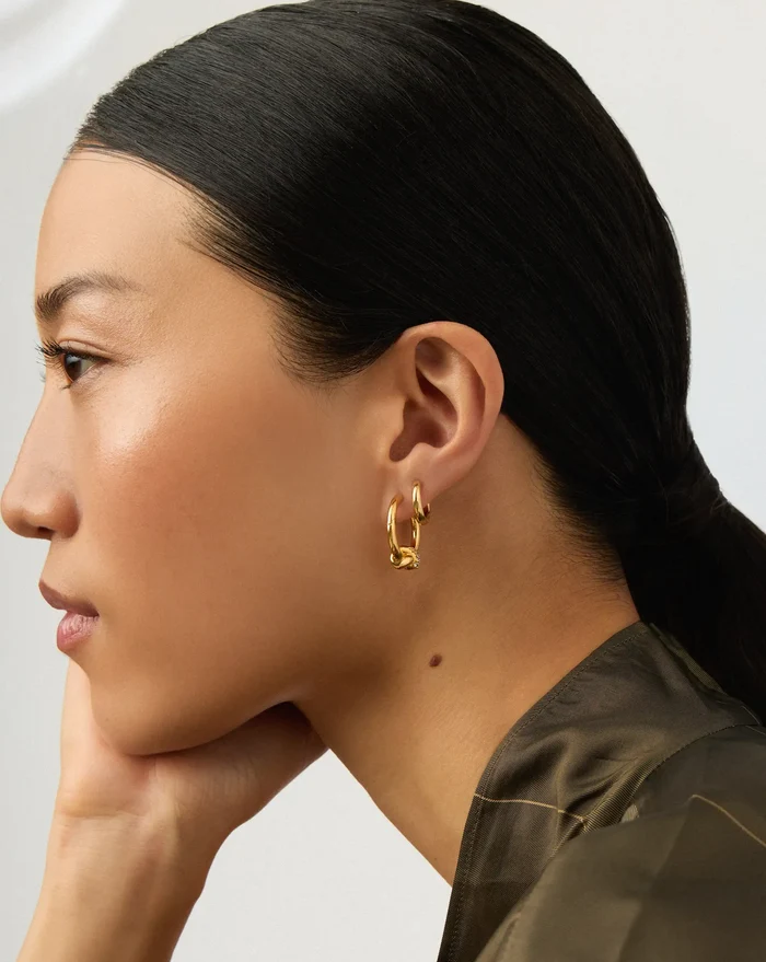 Lucy Williams Pavé Knot & Classic Tunnel Earrings Set | 18k Gold Plated/18k Gold Vermeil Earrings Missoma