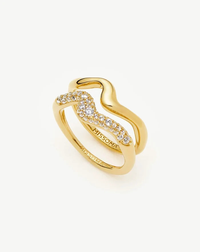 Molten Stacking Ring Set | 18k Gold Vermeil/Cubic Zirconia Rings Missoma
