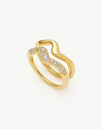 Molten Stacking Ring Set | 18k Gold Vermeil/Cubic Zirconia Rings Missoma