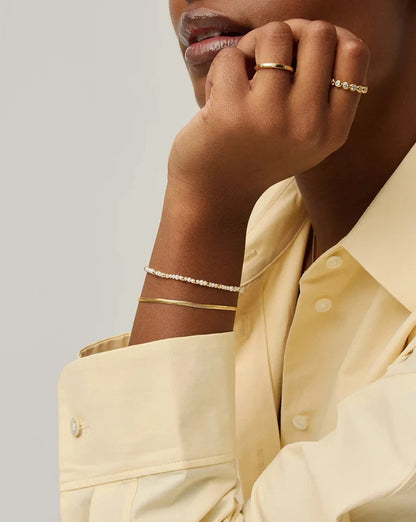 Micro Pearl Beaded & Thin Snake Chain Bracelet Set | 18k Gold Plated/Pearl Bracelets Missoma