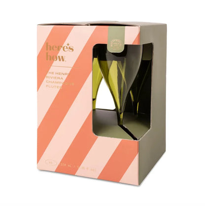 THE HENRY CHAMPAGNE GLASSES-SET OF 4 OLIVE