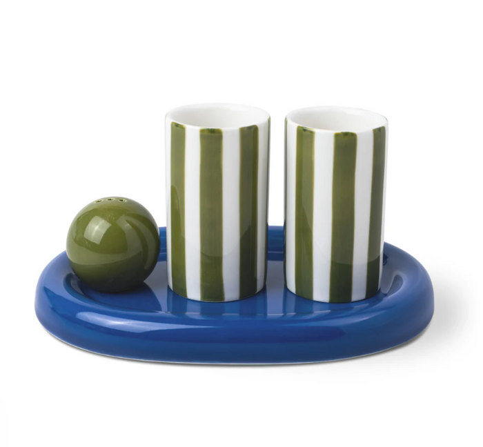THE LILY MAE CERAMIC TEQUILA SHOT GLASS SET-COBALT+OLIVE