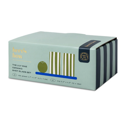 THE LILY MAE CERAMIC TEQUILA SHOT GLASS SET-COBALT+OLIVE