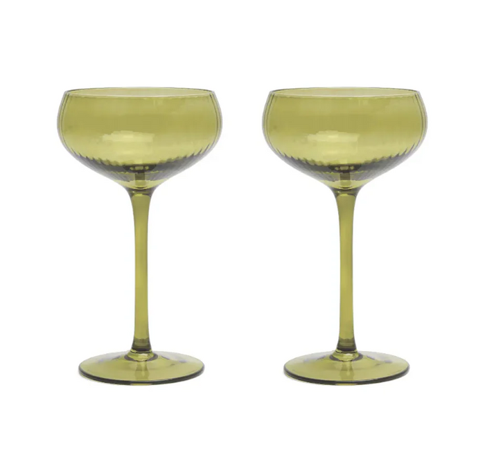 THE LOU COUPE GLASS -SET OF 2 OLIVE