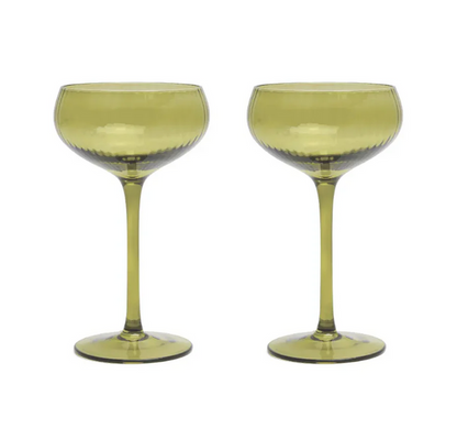 THE LOU COUPE GLASS -SET OF 2 OLIVE