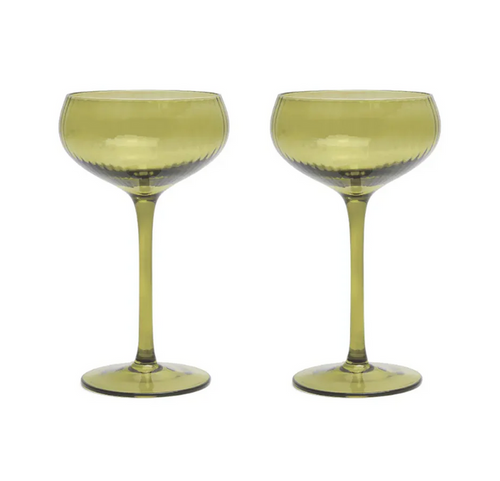 THE LOU COUPE GLASS -SET OF 2 OLIVE