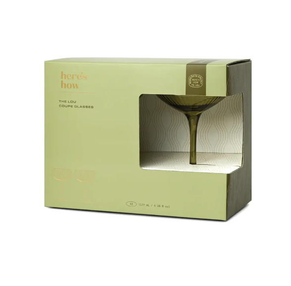 THE LOU COUPE GLASS -SET OF 2 OLIVE