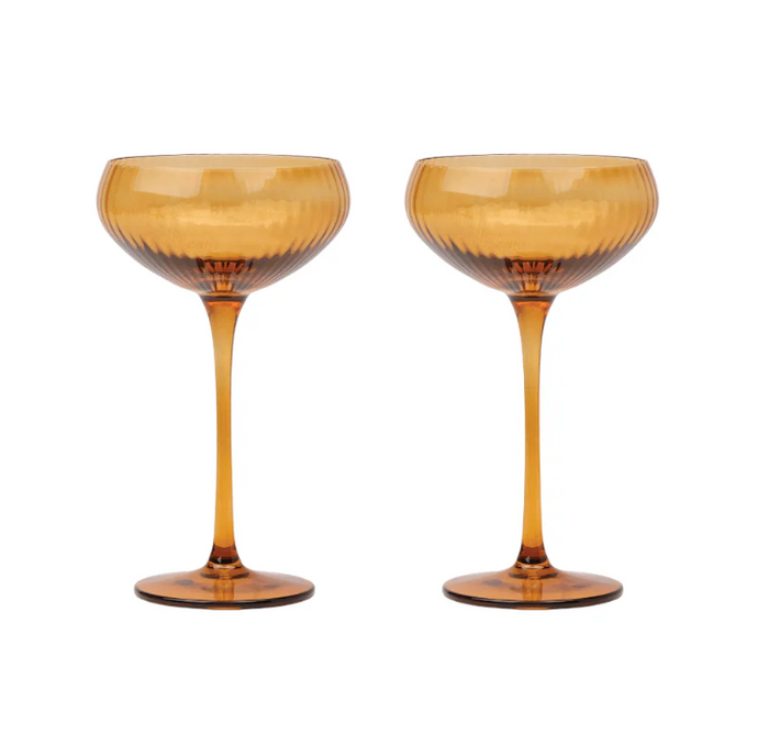 THE LOU COUPE GLASS-SET OF 2 AMBER