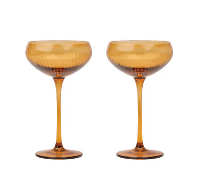 THE LOU COUPE GLASS-SET OF 2 AMBER