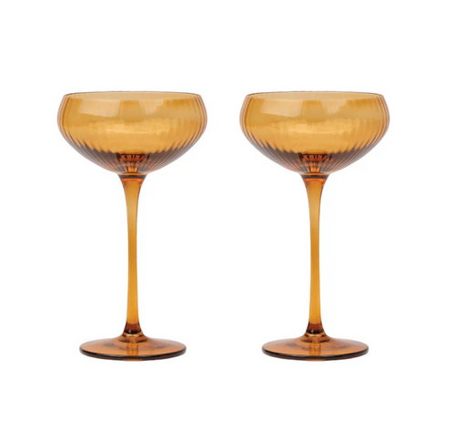 THE LOU COUPE GLASS-SET OF 2 AMBER