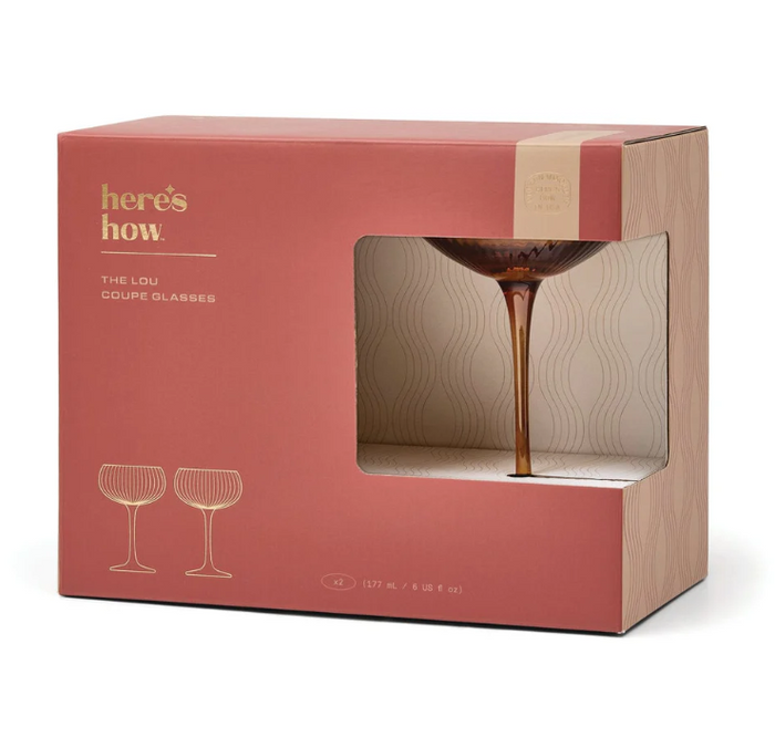THE LOU COUPE GLASS-SET OF 2 AMBER