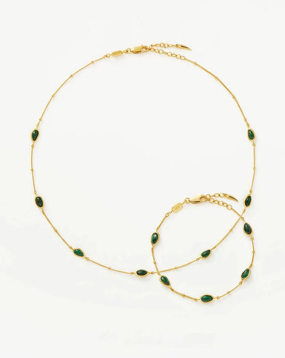 Iconic Magma Gemstone Choker & Bracelet Set | 18k Gold Vermeil/Malachite Bracelets Missoma