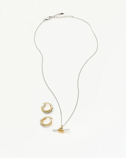 Lucy Williams Knot T-Bar Necklace & Entwine Earrings Set | Mixed Metal Earrings Missoma