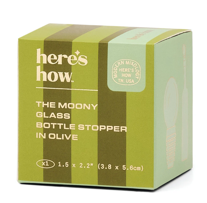 THE MOONY GLASS BOTTLE STOPPER- OLIVE
