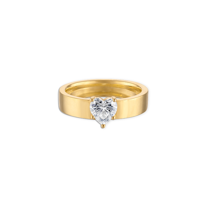 The OG Pinky Ring - vermeil yellow gold pinky ring with prong set lab gemstone heart