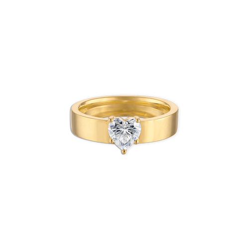 The OG Pinky Ring - vermeil yellow gold pinky ring with prong set lab gemstone heart