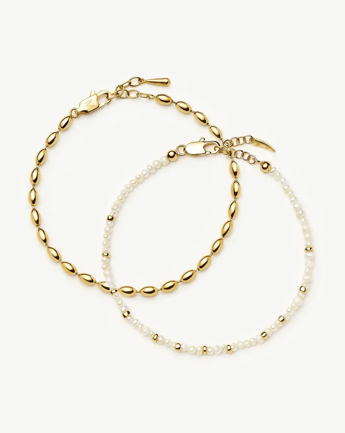 The Pearl-fect Bracelet Set | 18k Gold Plated Bracelets Missoma