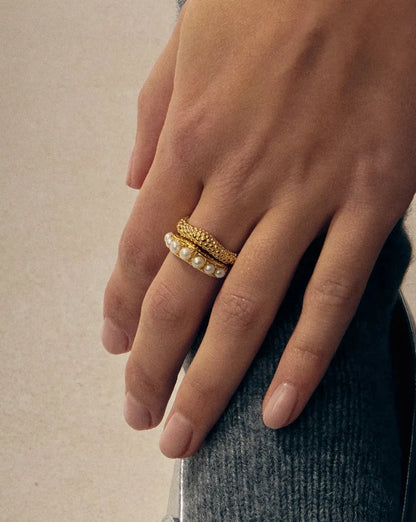 Pearl Baya Stacking Ring Set | 18k Gold Plated/Pearl Rings Missoma