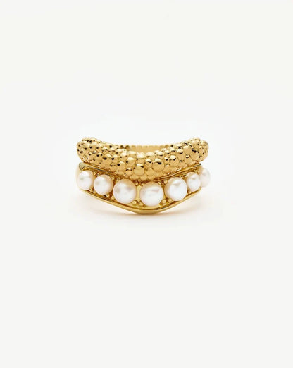 Pearl Baya Stacking Ring Set | 18k Gold Plated/Pearl Rings Missoma