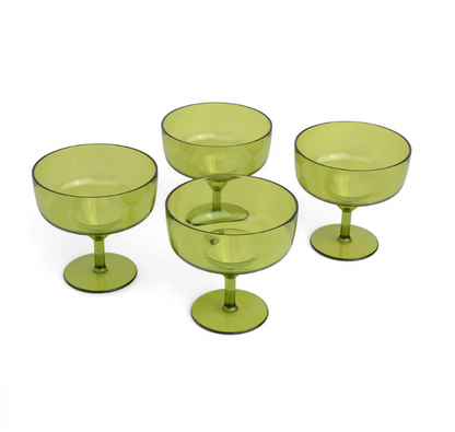 THE RUE MARGARITA GLASS-SET OF 4 OLIVE