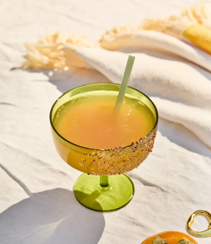 THE RUE MARGARITA GLASS-SET OF 4 OLIVE