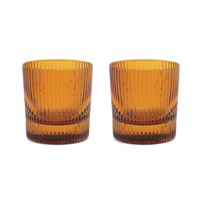 THE SCOUT LOWBALL GLASS-SET OF 2 AMBER
