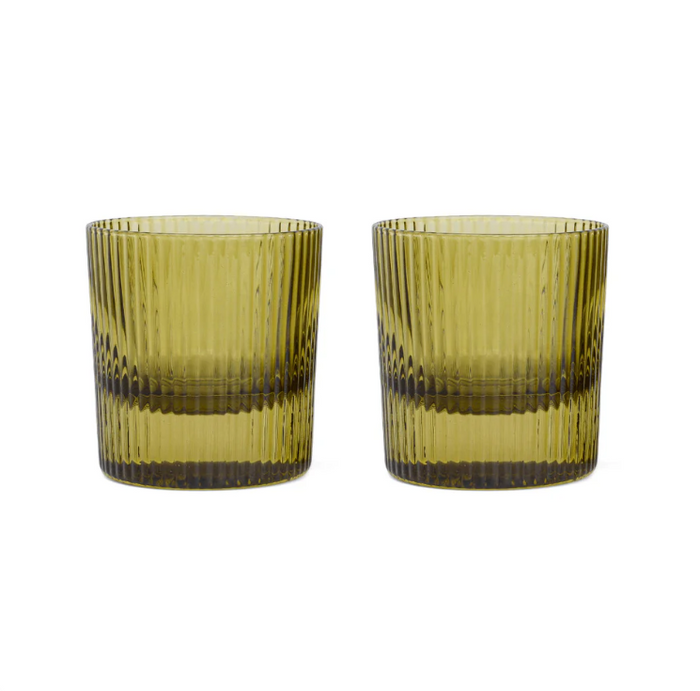 THE SCOUT LOWBALL GLASS-SET OF 2 OLIVE
