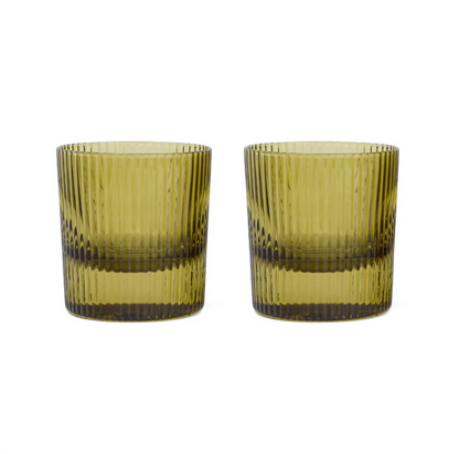 THE SCOUT LOWBALL GLASS-SET OF 2 OLIVE