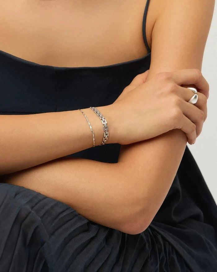 Lucy Williams Horizon & Timepiece Bracelet Set | Sterling Silver/Platinum Plated Bracelets Missoma