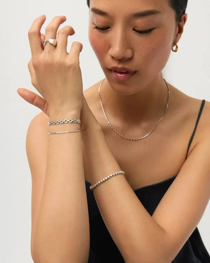 Lucy Williams Horizon & Timepiece Bracelet Set | Sterling Silver/Platinum Plated Bracelets Missoma
