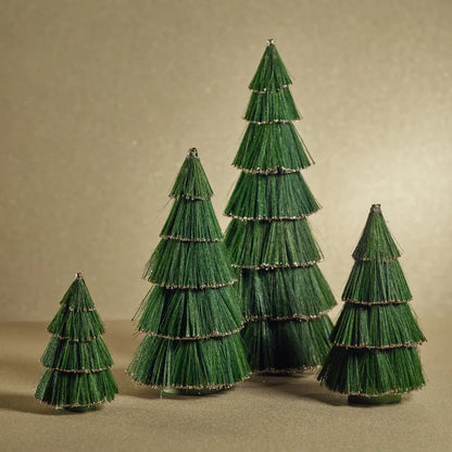 TIGER GRASS GREEN TREE WITH GOLD GLITTER TRIM 12 IN