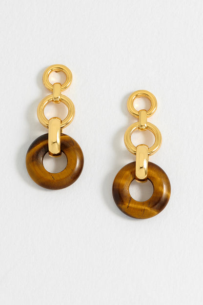 Tigers Eye Graduated Round Link Drop Earrings