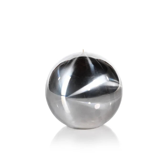 TITANIUM BALL CANDLE- SILVER/4.75"