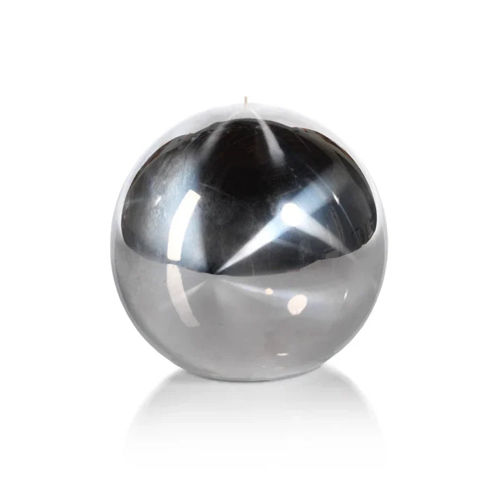 TITANIUM BALL CANDLE- SILVER/6"