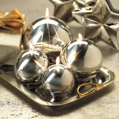 TITANIUM BALL CANDLE- SILVER/6"