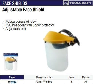 Toolcraft Adjustable Face Shield  (40079) SWSMEGA