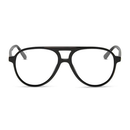 diff eyewear featuring the tosca ii aviator blue light technology glasses with a black frame front view