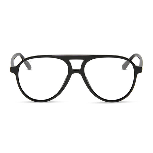 diff eyewear featuring the tosca ii aviator blue light technology glasses with a black frame front view