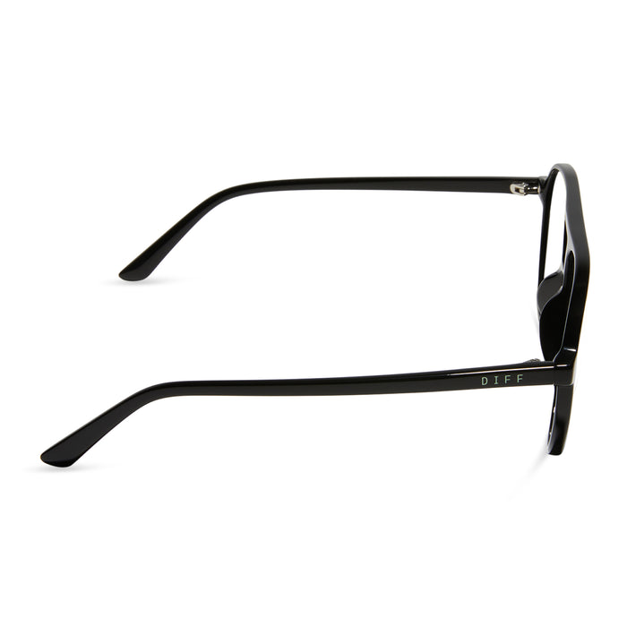 diff eyewear featuring the tosca ii aviator blue light technology glasses with a black frame side view