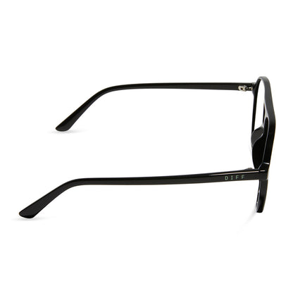 diff eyewear featuring the tosca ii aviator blue light technology glasses with a black frame side view