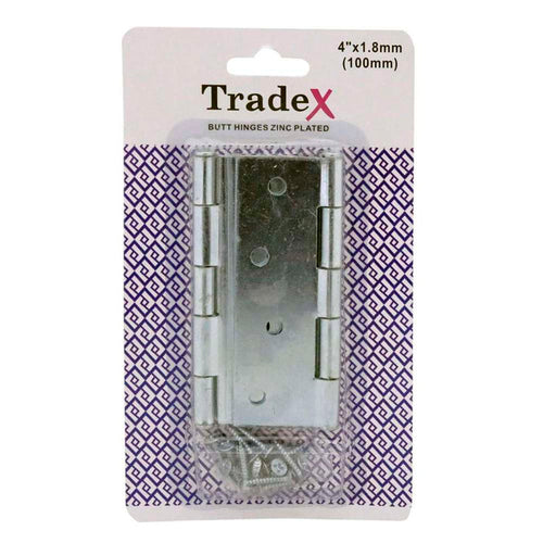 Tradex Butt Hinge Z/P 4" (100mm) w/ Screws **