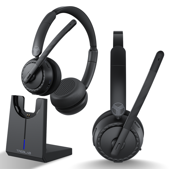 TREBLAB C7-Pro Wireless Bluetooth Headset, 60H Playtime, Bluetooth 5.3 | 40mm Drivers, Type-C Fast Charging, IPX4 Waterproof, Wireless Headset with Mic for Work, Home Office, Calls, Laptop, PC