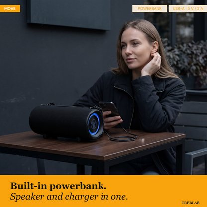 TREBLAB HD-Max Loud Portable Wireless Bluetooth Speaker, 60W IPX7 20H | RGB Power bank Outdoor Speaker, TWS Stereo Pairing, Carry Strap & Deep Bass for Backyard Parties, USB-C Charging