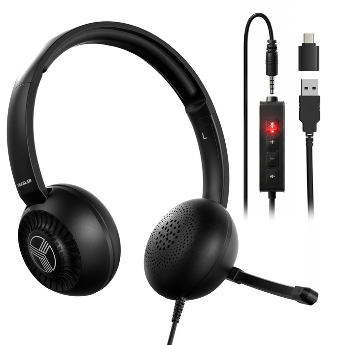 TREBLAB Wired Conference Call Headset with Microphone CW7