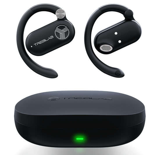 TREBLAB X-Open Ear Earbuds Wireless Bluetooth, IPX5 Earhook | 9H battery, wireless charging case, 14.2mm driver, dual mics, BT 5.4, touch control, gaming mode, 33ft range