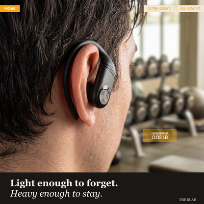 TREBLAB X4 Over the Ear Earbuds Wireless Bluetooth, 11H, IPX5 | Bluetooth Headphones Waterproof IPX5, 2500mAh Powerbank Case, Gaming Mode 60ms, ENC Mic, Sport Hook Fit